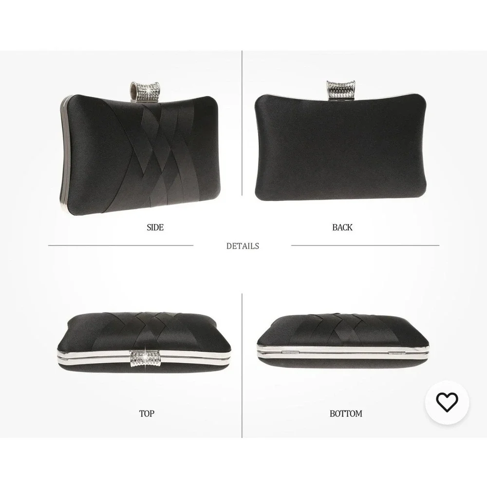 Vintage Style  Satin Clutch Rhinestone Evening Bridal Prom‎  Hard Case